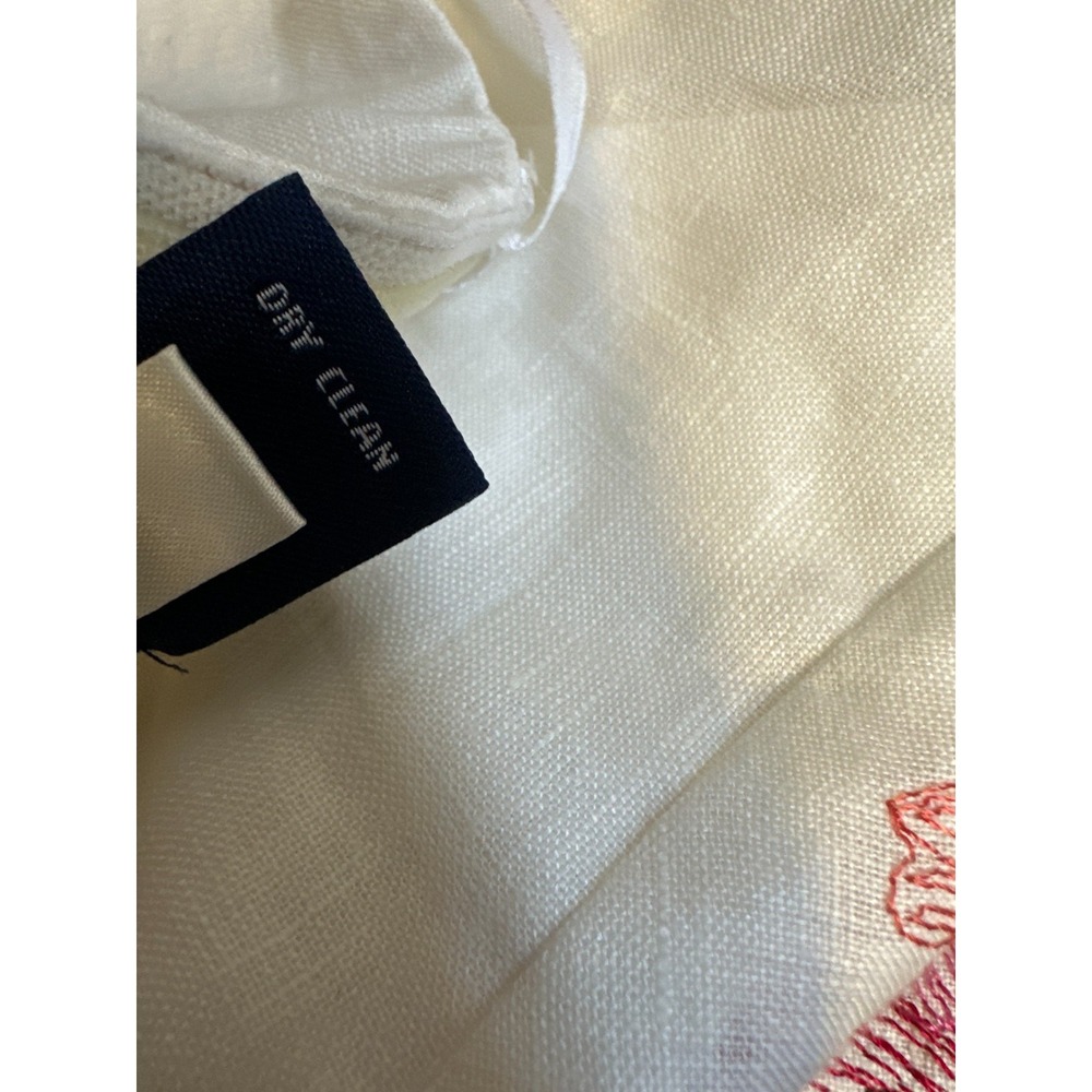 Ann Taylor Y2K Ivory Linen Floral Embroidered Halter Mini Dress Size 8 Coquette - Picture 14 of 15